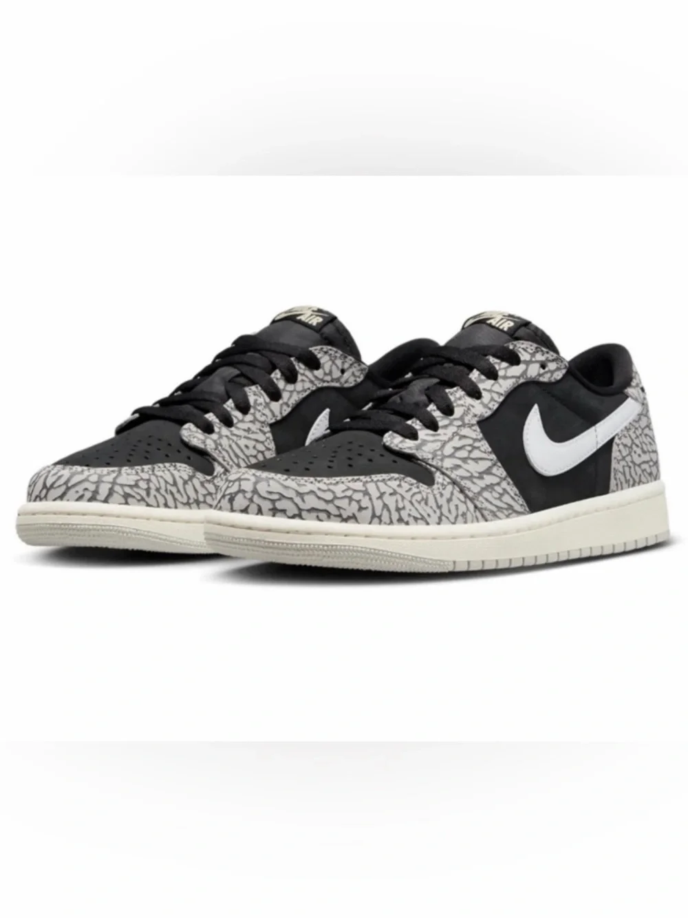 Nike Air Jordan 1 Retro Low OG Black Cement Elephant Print Sneaker Women’s 7